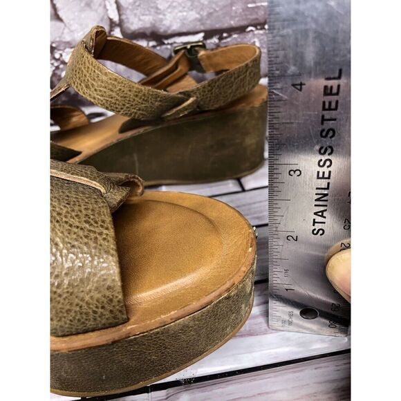 Kork-Ease Olive Green Leather Platform Wedge Ankle Strap Sandals Women Sz 7M US - Picture 12 of 16